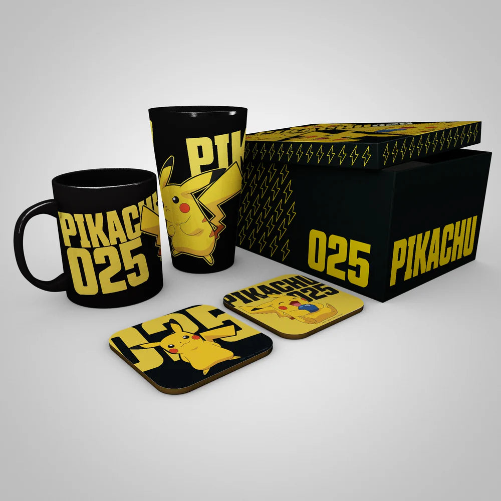 Pokemon Glow in the Dark Mug, 400ml Glass & 2 Coasters Collectable Gift Set