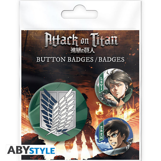 Attack on Titan Eren & Levi Badge Pack